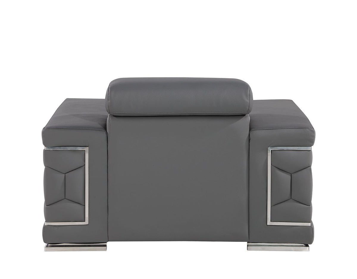 296 Modern Genuine Leather Chair - Grey - SKU 296-GREY-CH - view 4