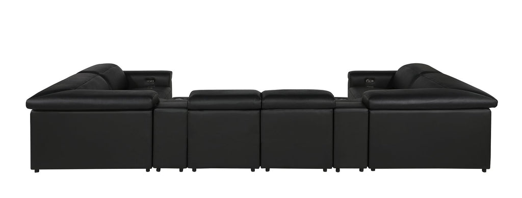 1126 Divanitalia 8-Piece U-Shaped Sectional Sofa in Top Grain Italian Leather with 2 Power Recliners & Power Headrests