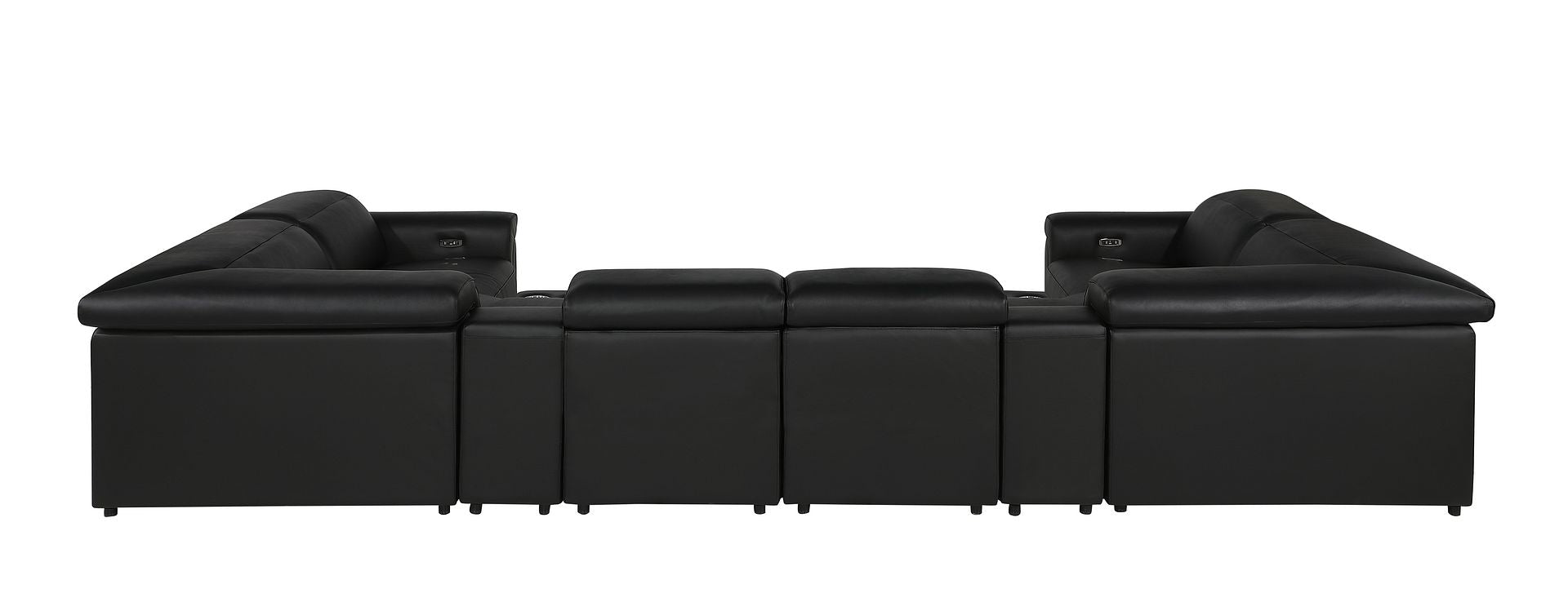 1126 Divanitalia 8-Piece U-Shaped Sectional Sofa in Top Grain Italian Leather with 2 Power Recliners & Power Headrests