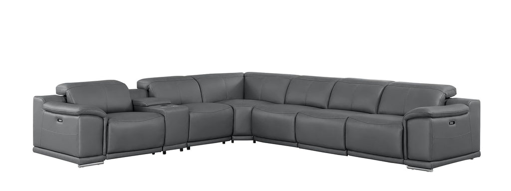 2679 7-Piece L-Shaped Power Reclining Sectional Sofa in Genuine Leather - 3 Recliners