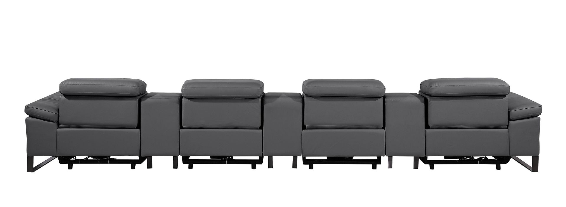 1246 Divanitalia Modular Power Triple Reclining Triple Console Sofa with Power Reclining Headrests - Top Grain Italian Leather