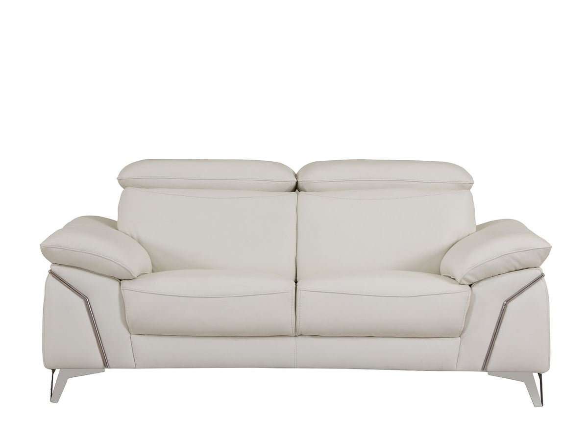 727 Divanitalia Loveseat with Adjustable Headrest in Top-grain Italian Leather - White - SKU 727-L-WHITE