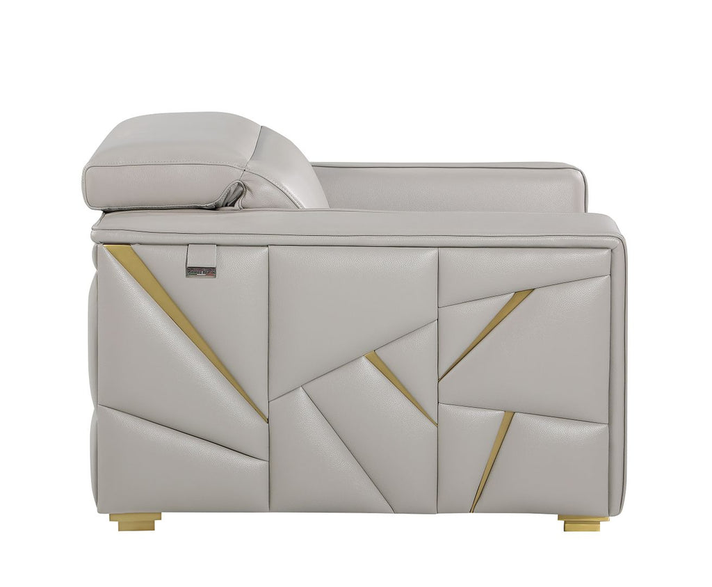 1120 Divanitalia Chair with Adjustable Headrest in Top-grain Italian Leather - Light Grey - SKU 1120-LT-GREY-CH - view 5