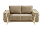 1051 Divanitalia Beige 3-Piece Sofa Set in Velvet Fabric - Cream - SKU 1051-BEIGE-2PC - view 7
