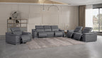 9762 Divanitalia 7-Piece Modular Power Reclining Sofa, Loveseat and Chair Set with 5 Power Recliners in Top Grain Italian Leather - Dark Grey - SKU 9762-DK-GREY-7.5-HT-3PC - view 2