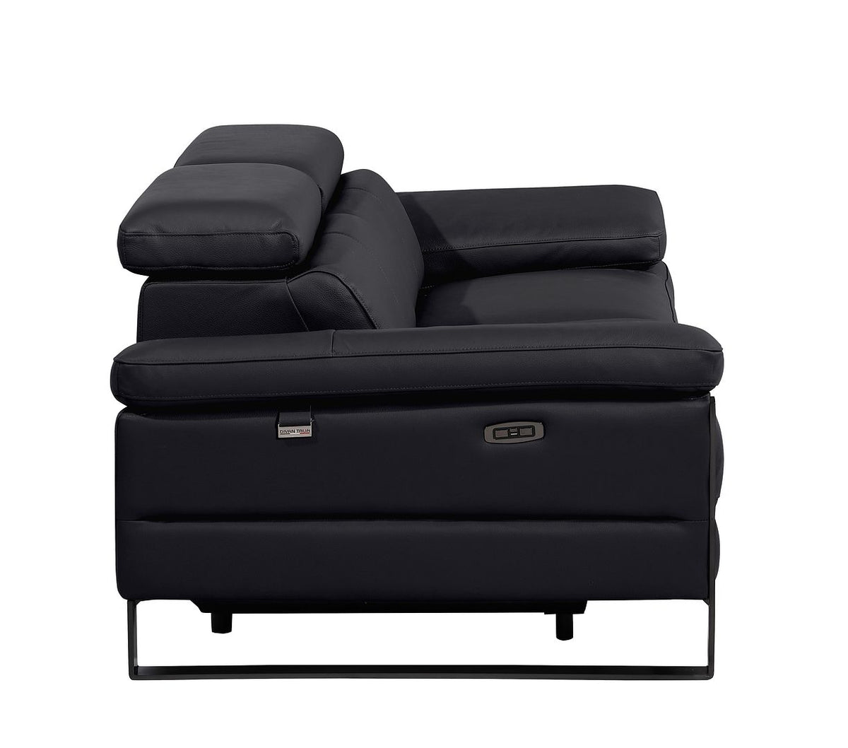 1246 Divanitalia Top Grain Italian Leather Loveseat with Power Headrest - Black - SKU 1246-BLACK-2.2-HT - view 8