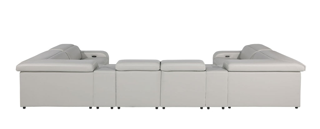 1116 Divanitalia 8-Piece U-Shaped Sectional Sofa in Top Grain Italian Leather with 2 Power Recliners & Power Headrests