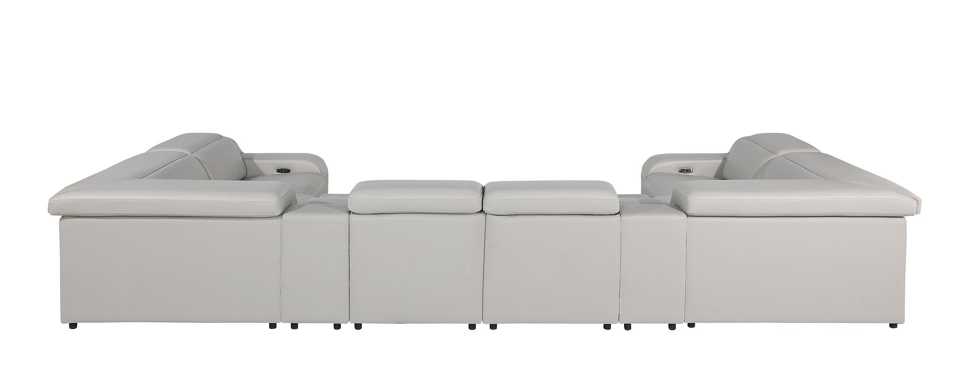 1116 Divanitalia 8-Piece U-Shaped Sectional Sofa in Top Grain Italian Leather with 2 Power Recliners & Power Headrests