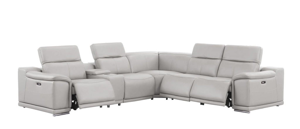 2679 6-Piece L-Shaped Power Reclining Sectional Sofa in Genuine Leather - 3 Recliners