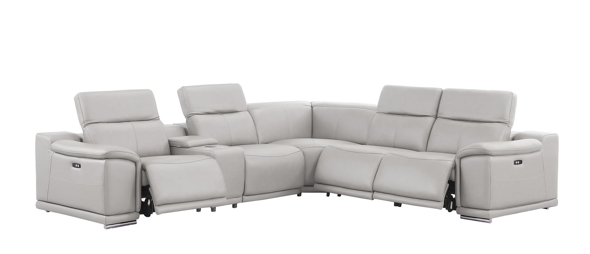 2679 6-Piece L-Shaped Power Reclining Sectional Sofa in Genuine Leather - 3 Recliners