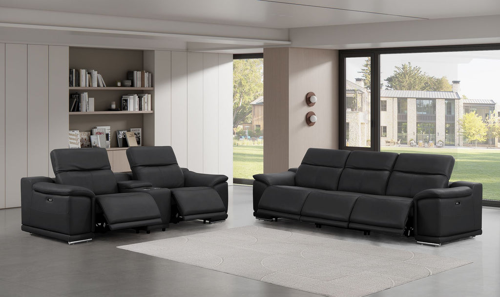 2679 Genuine Leather Reclining Set - Sofa and Loveseat with 5 Power Recliners - Black - SKU 2679-BLACK-6.5-HT-2PC - view 2