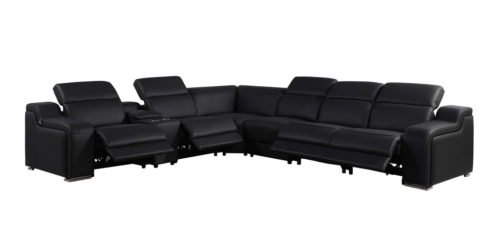 1116 Divanitalia 7-Piece L-Shaped Sectional Sofa in Top Grain Italian Leather with 4 Power Recliners & Power Headrests - Black - SKU 1116-BLACK-7PC-4PWR-SECTIONAL - GROUP - view 3