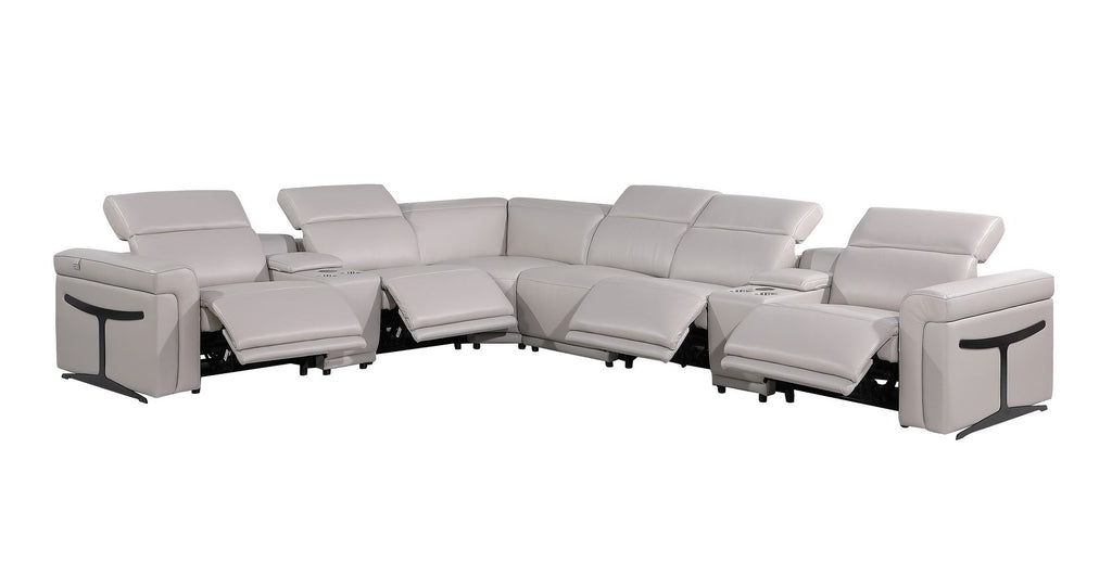 1126 Divanitalia 8-Piece L-Shaped Sectional Sofa in Top Grain Italian Leather with 4 Power Recliners & Power Headrests