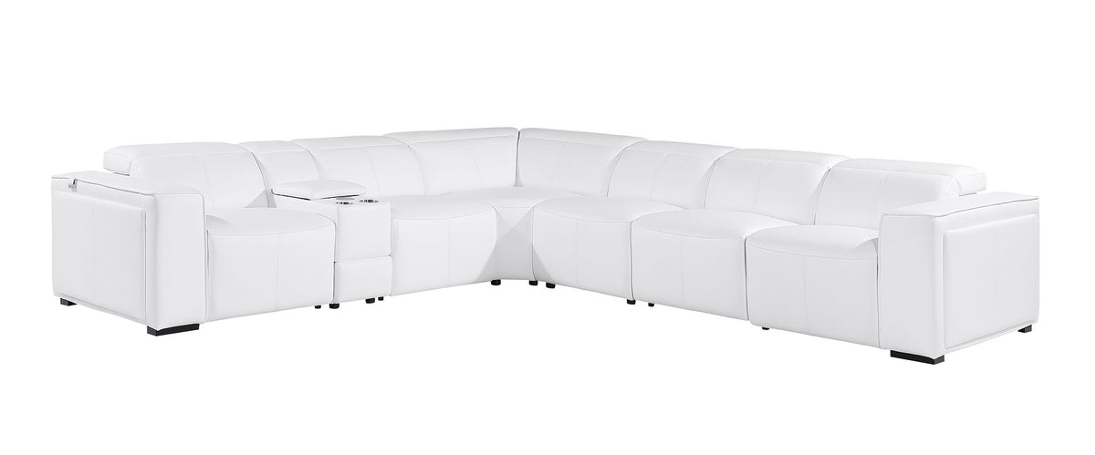 1224 Divanitalia 7-Piece L-Shaped Sectional Sofa in Top Grain Italian Leather with 3 Power Recliners & Power Headrests - White - SKU 1224-WHITE-7PC-3PWR-SECTIONAL - view 3