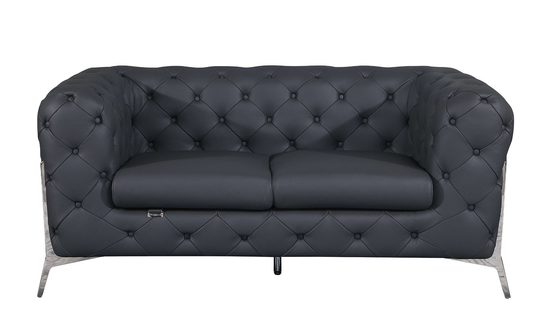970 Divanitalia Loveseat in Top-grain Italian Leather - Dark Grey