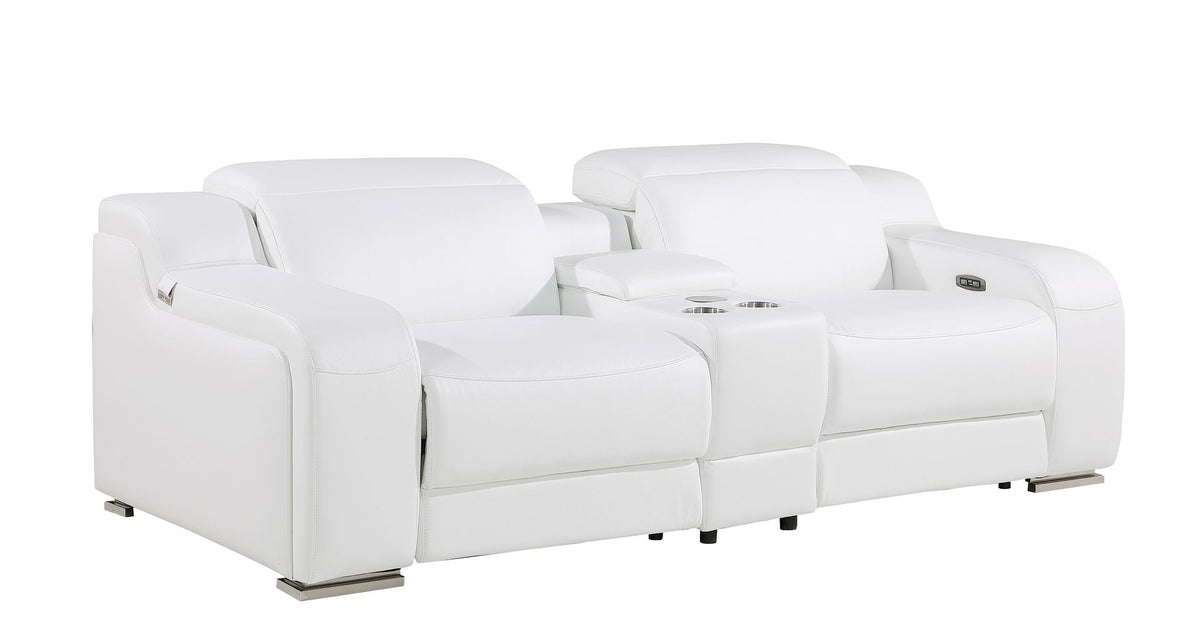 1116 Divanitalia 7-Piece Modular Power Reclining Sofa, Loveseat & Chair Set in Top Grain Italian Leather with 6 Power Recliners & Power Headrests - White - SKU 1116-WHITE-7.6-HT-3PC - view 9