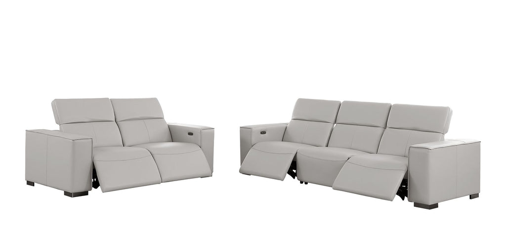 1208 Leather Reclining Set - Sofa & Loveseat with 4 Power Recliners - Light Grey - SKU 1208-LT-GREY-5.4-HT-2PC - view 4