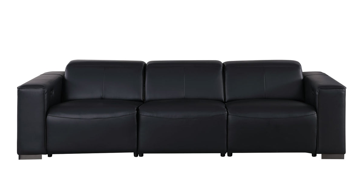 1208 Leather Reclining Set - Sofa, Loveseat & Chair with 6 Power Recliners - Black - SKU 1208-BLACK-6.6-HT-3PC - view 5