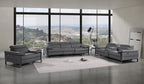 1246 Divanitalia Modular Power Triple Reclining Sofa, Console Loveseat, and Chair Set with Power Headrests - Top Grain Italian Leather - Dark Grey - SKU 1246-DK-GREY-7.6-HT-3PC