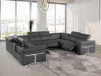 1126 Divanitalia 8-Piece U-Shaped Sectional Sofa in Top Grain Italian Leather with 4 Power Recliners & Power Headrests