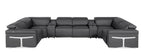 1126 Divanitalia 8-Piece U-Shaped Sectional Sofa in Top Grain Italian Leather with 4 Power Recliners & Power Headrests