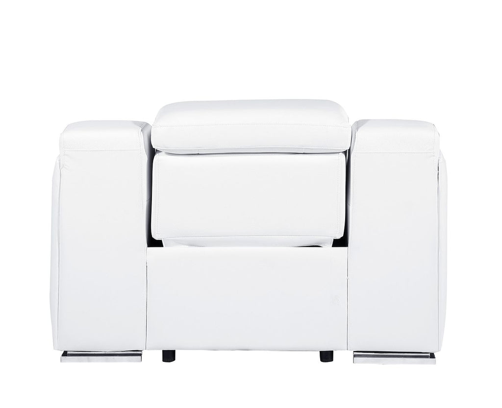 1116 Divanitalia Top Grain Italian Leather Power Reclining Chair with Power Headrests - White - SKU 1116-WHITE-CH - view 7