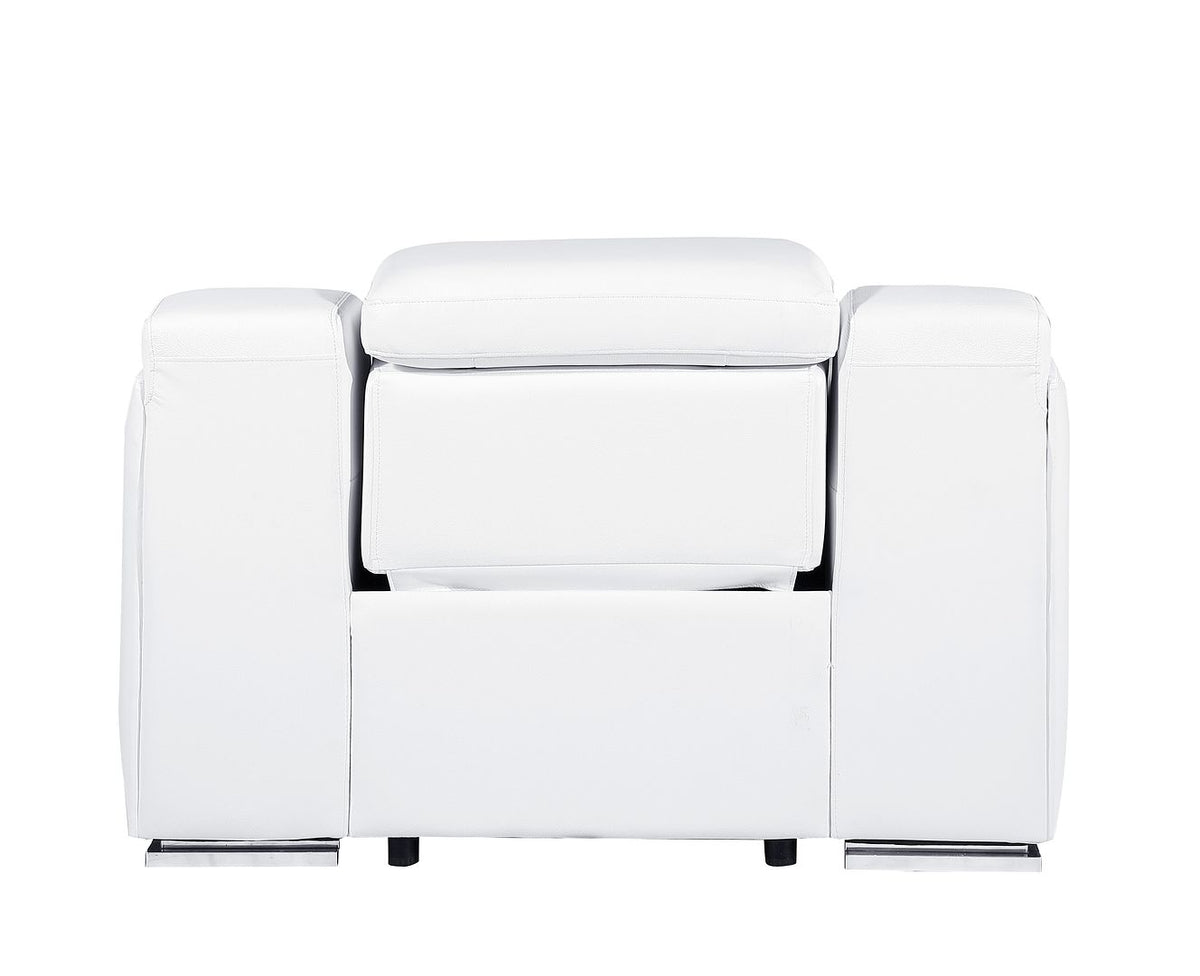 1116 Divanitalia Top Grain Italian Leather Power Reclining Chair with Power Headrests - White - SKU 1116-WHITE-CH - view 7