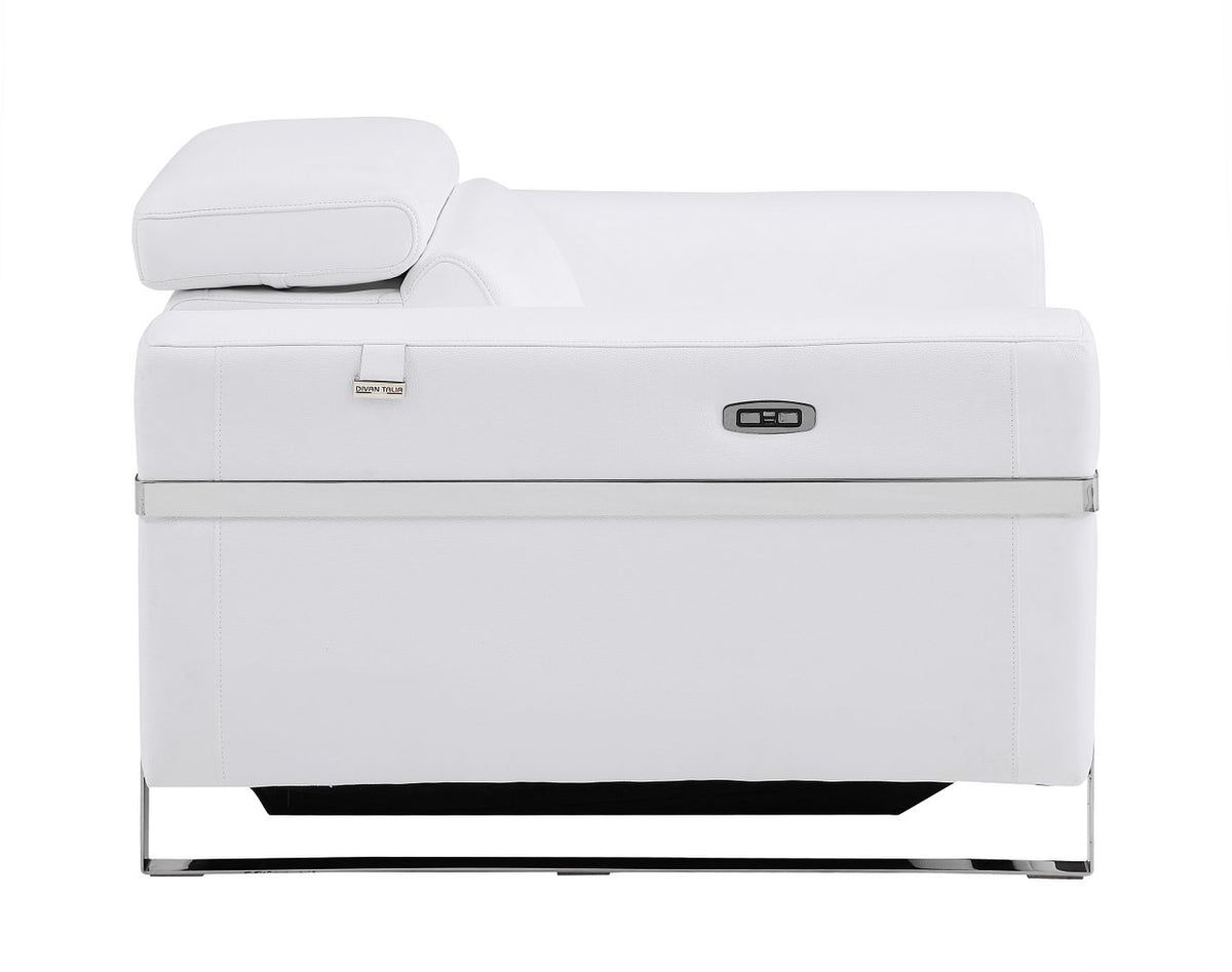 990 Divanitalia Power Reclining Arm Chair with Power Headrest in Top-grain Italian Leather - White - SKU 990-WHITE-CH - view 5