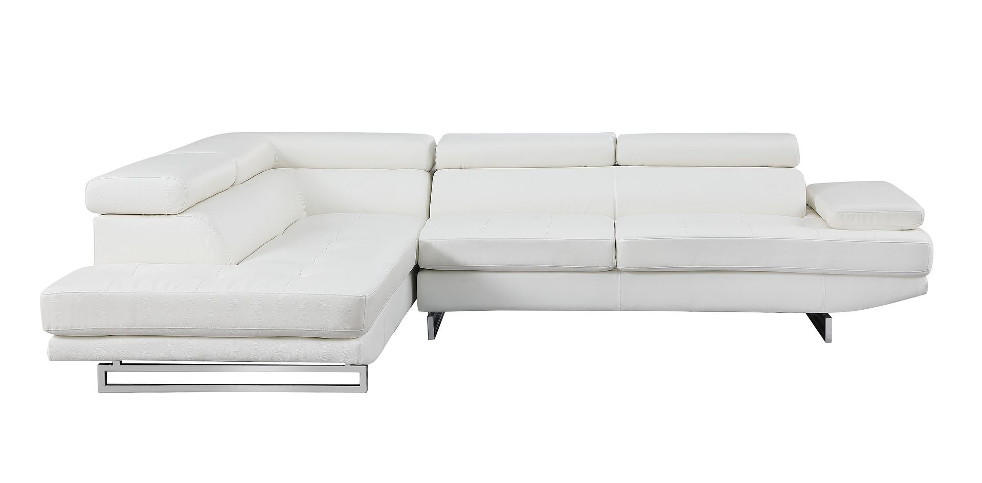 8136 Left Arm Facing Chaise with Adjustable Headrest in Genuine Leather