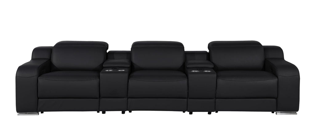1116 Divanitalia 5-Piece Modular Power Reclining Sofa in Top Grain Italian Leather with 3 Power Recliners & Power Headrests