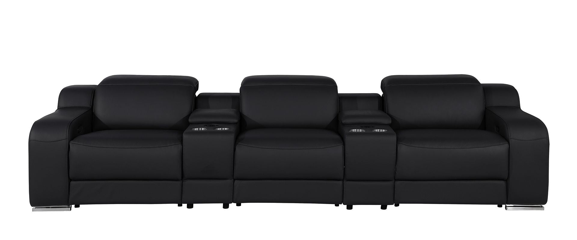 1116 Divanitalia 5-Piece Modular Power Reclining Sofa in Top Grain Italian Leather with 3 Power Recliners & Power Headrests