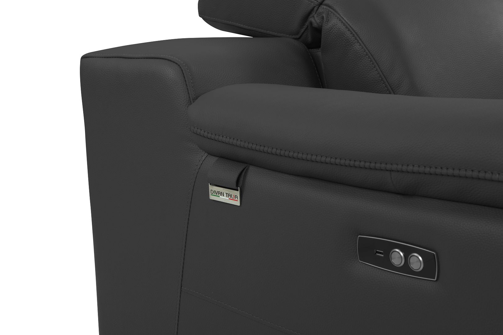 9762 Divanitalia Top Grain Italian Leather Power Reclining Loveseat with Adjustable Headrests
