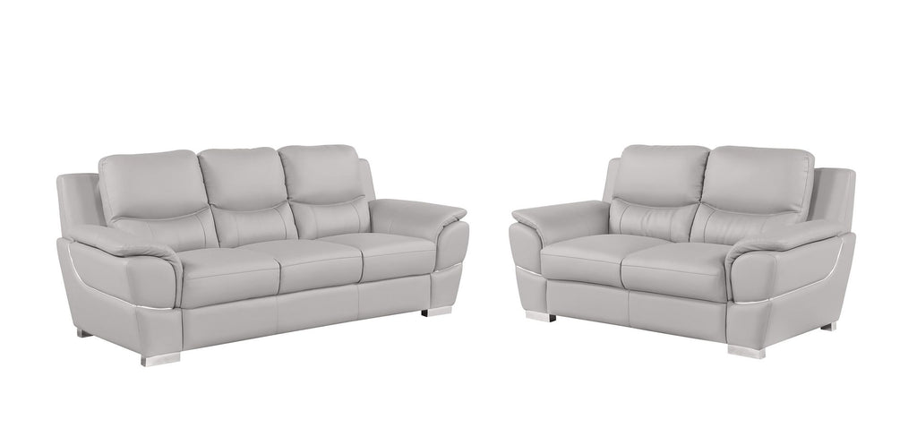 4572 Modern Genuine Leather 2-Piece Sofa Set - Light Grey - SKU 4572 LIGHT GREY 2PC (S/L) - GROUP - view 2
