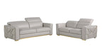 1120 Divanitalia 2-Piece Sofa Set with Adjustable Headrest in Top-grain Italian Leather - Light Grey - SKU 1120-LT-GREY-2PC - view 2