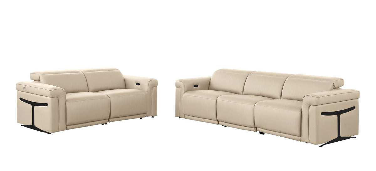 1126 Divanitalia 5-Piece Modular Power Reclining Sofa and Loveseat Set in Top Grain Italian Leather with 4 Power Recliners & Power Headrests - Beige - SKU 1126-BEIGE-5.4-HT-2PC - view 3
