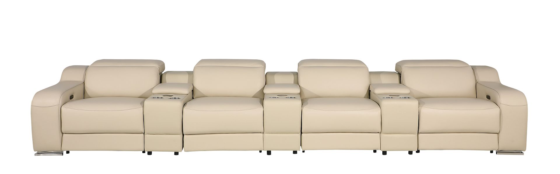 1116 Divanitalia 7-Piece Modular Power Reclining Sofa in Top Grain Italian Leather with 4 Power Recliners & Power Headrests