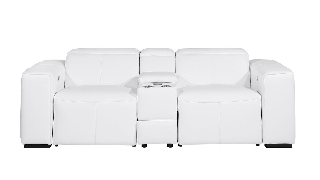 1224 Divanitalia 3-Piece Modular Power Reclining Loveseat in Top Grain Italian Leather with 2 Power Recliners & Power Headrests - White - SKU 1224-WHITE-3.2-HT - view 3
