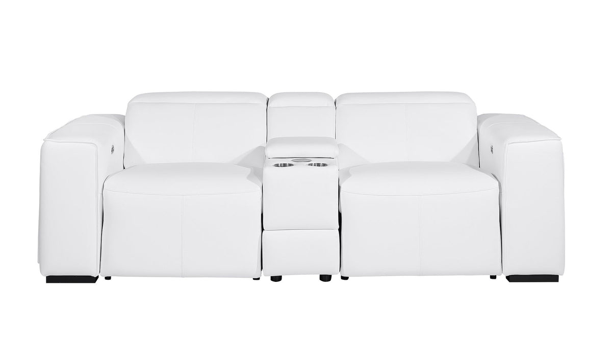 1224 Divanitalia 3-Piece Modular Power Reclining Loveseat in Top Grain Italian Leather with 2 Power Recliners & Power Headrests - White - SKU 1224-WHITE-3.2-HT - view 3