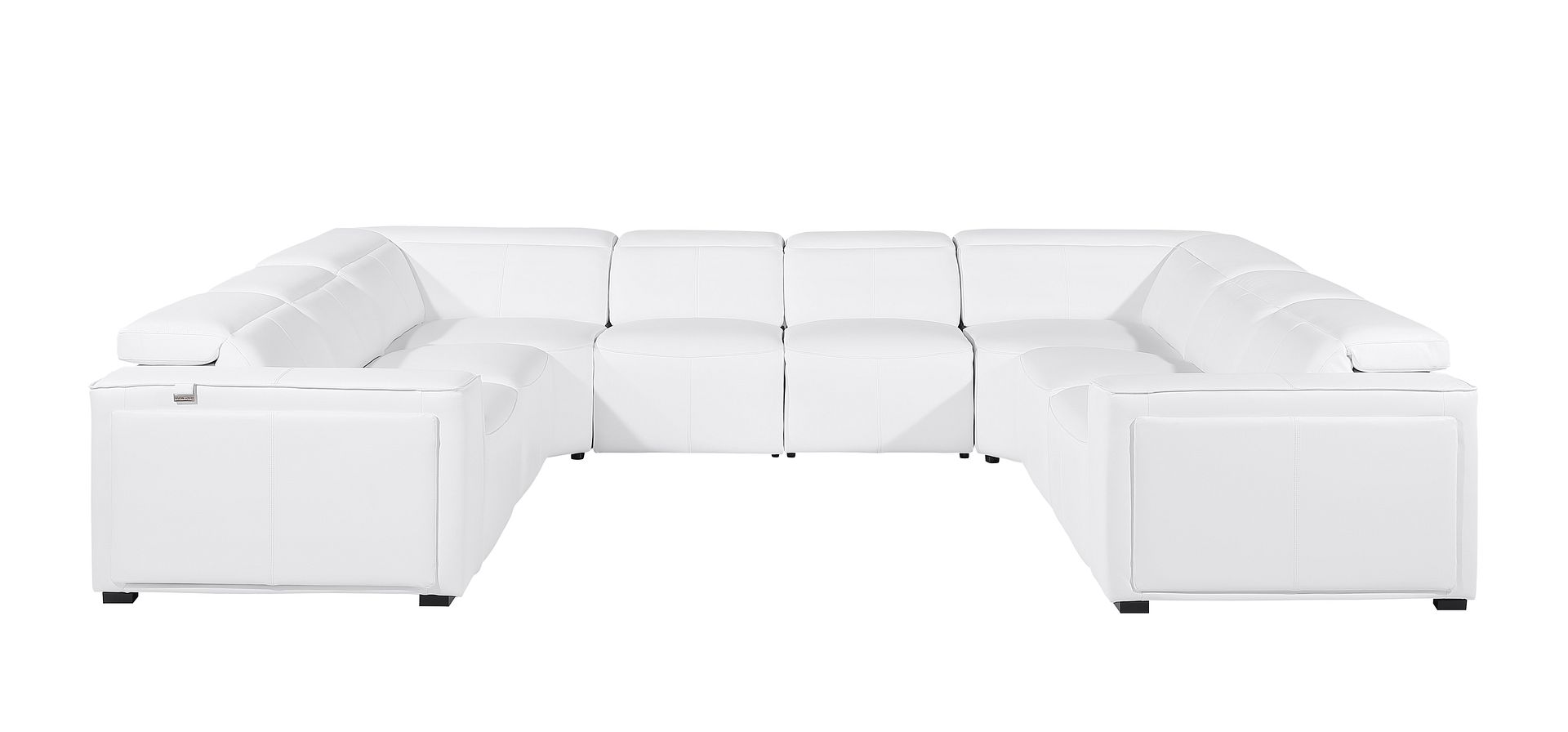 1224 Divanitalia 8-Piece U-Shaped Sectional Sofa in Top Grain Italian Leather with 4 Power Recliners & Power Headrests