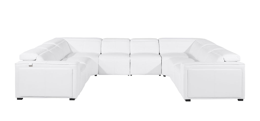 1224 Divanitalia 8-Piece L-Shaped Sectional Sofa in Top Grain Italian Leather with 4 Power Recliners & Power Headrests