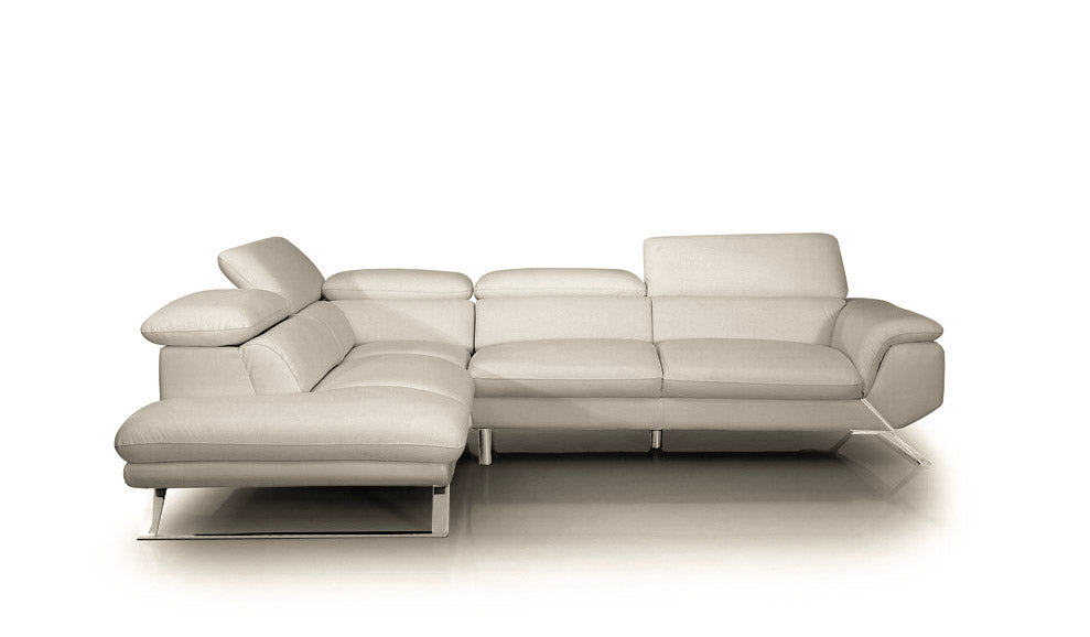 Divani Casa Seth - Modern Light Grey Leather Left Facing Sectional Sofa