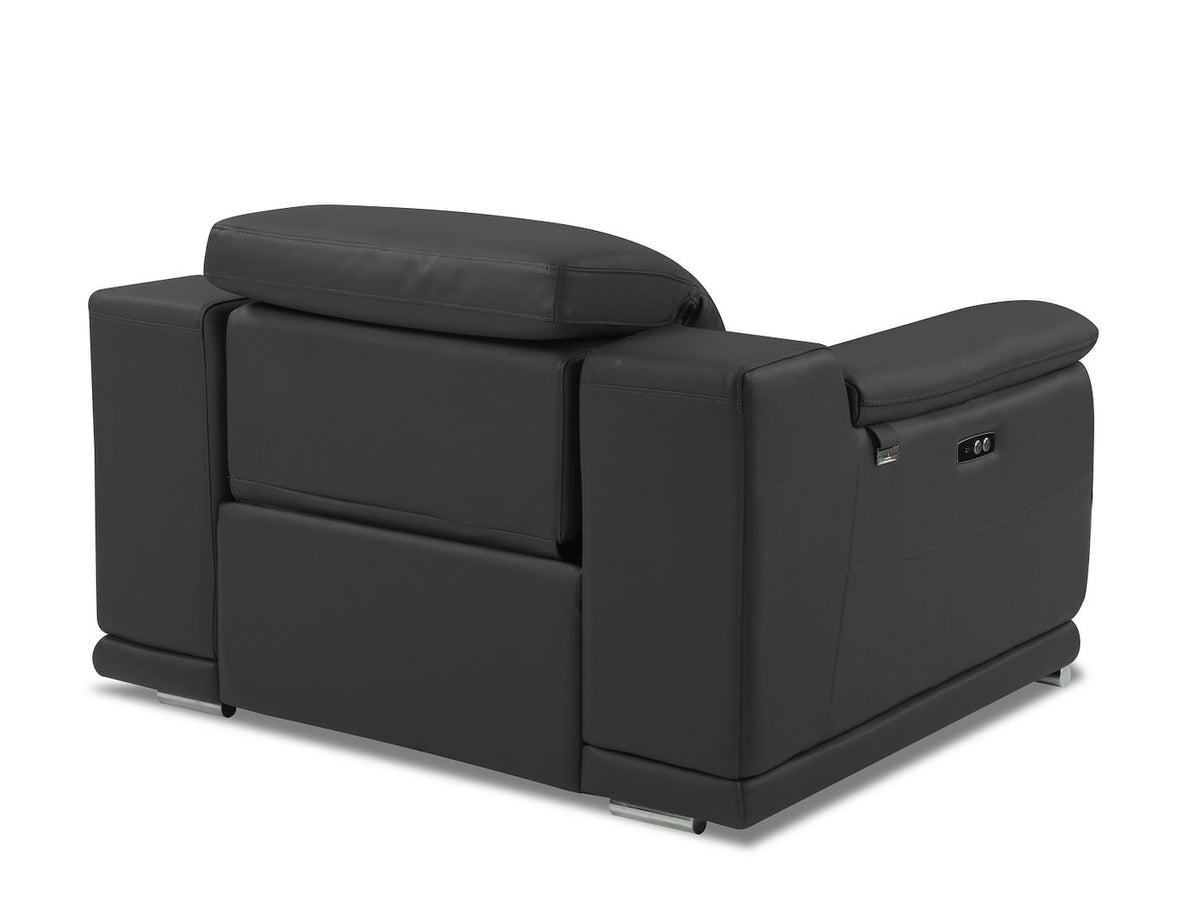 9762 Divanitalia Top Grain Italian Leather Power Reclining Chair with Adjustable Headrests - Dark Grey - SKU 9762-PWR-CH-DARK GRAY - view 5