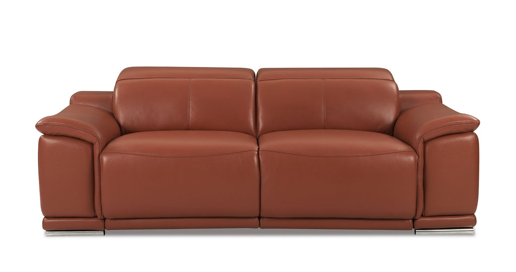 9762 Divanitalia Top Grain Italian Leather Power Reclining Loveseat with Adjustable Headrests - Camel