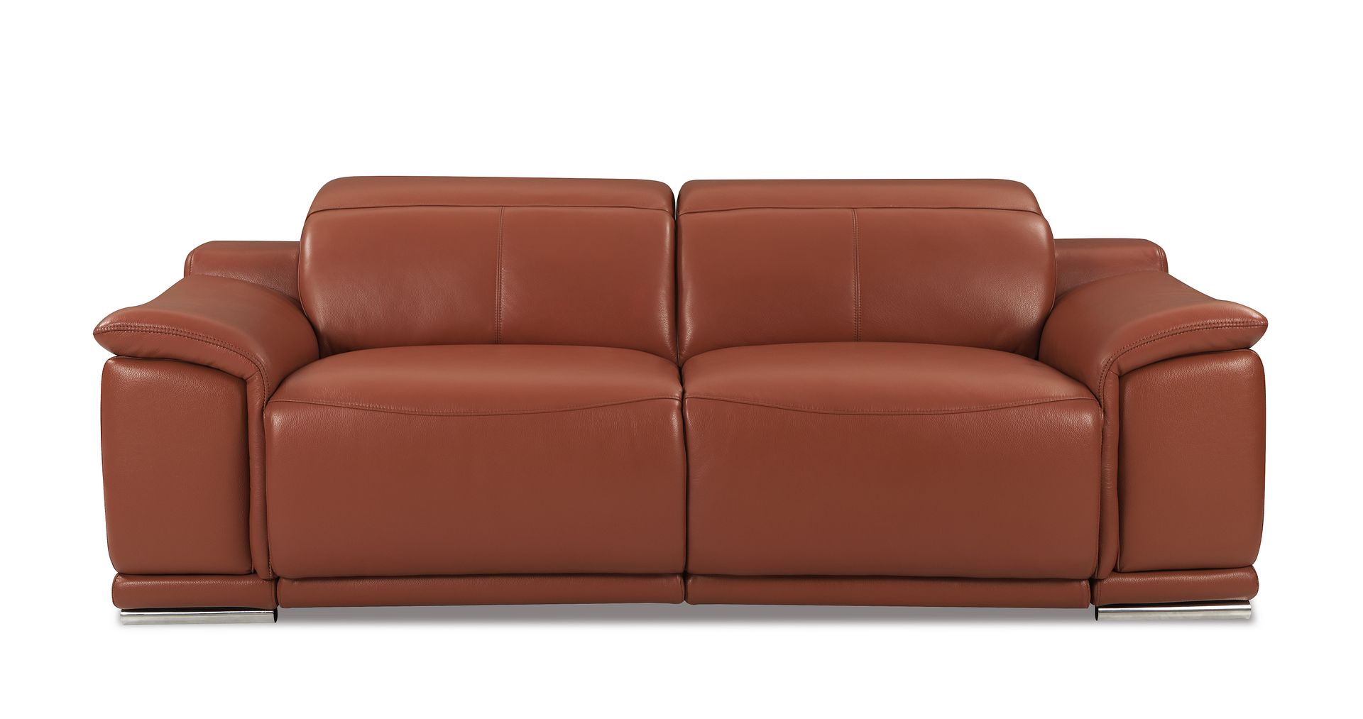 9762 Divanitalia Top Grain Italian Leather Power Reclining Loveseat with Adjustable Headrests - Camel