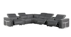 1126 Divanitalia 8-Piece L-Shaped Sectional Sofa in Top Grain Italian Leather with 3 Power Recliners & Power Headrests - Dark Grey - SKU 1126-DK-GREY-SEC-8PC-3PWR-SECTIONAL-GROUP - view 3