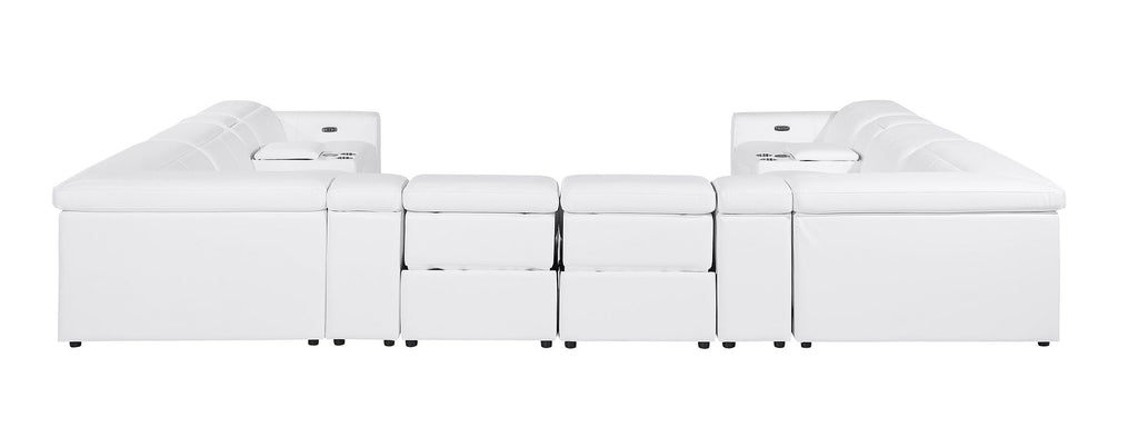 1224 Divanitalia 12-Piece U-Shaped Sectional Sofa in Top Grain Italian Leather with 4 Power Recliners & Power Headrests