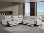 1246 Divanitalia 6-Piece L-Shaped Modular Power Reclining Sectional Sofa with 3 Power Recliners and Power Headrests - Top Grain Italian Leather - Light Grey - SKU 1246-LT-GREY-6PC-3PWR-SECTIONAL - view 2