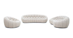 Yolonda - Modern Curved Beige Fabric Loveseat