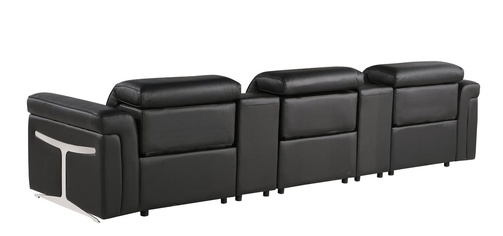 1126 Divanitalia 5-Piece Modular Power Reclining Sofa in Top Grain Italian Leather with 3 Power Recliners & Power Headrests