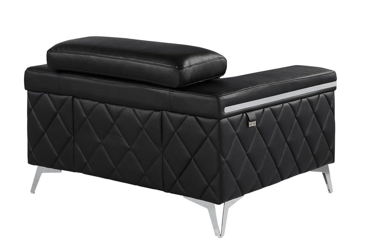 1140 Divanitalia Chair with Adjustable Headrest in Top-grain Italian Leather - Black - SKU 1140-BLACK-CH - view 3